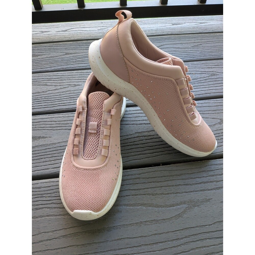 CLARKS Cloudsteppers Nova Step Women's 6.5 Embellished Sneakers Blush Rhinestone